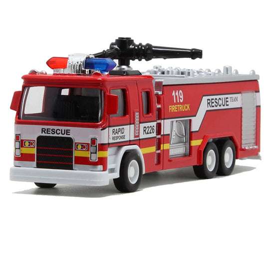 Alloy car fire truck fire fighting toy model light music pull back children's toy car