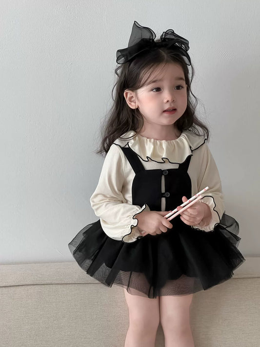 Spring baby gauze skirt crawling clothes new one-year-old mesh fart clothes A-type ins style outer wear crawling clothes