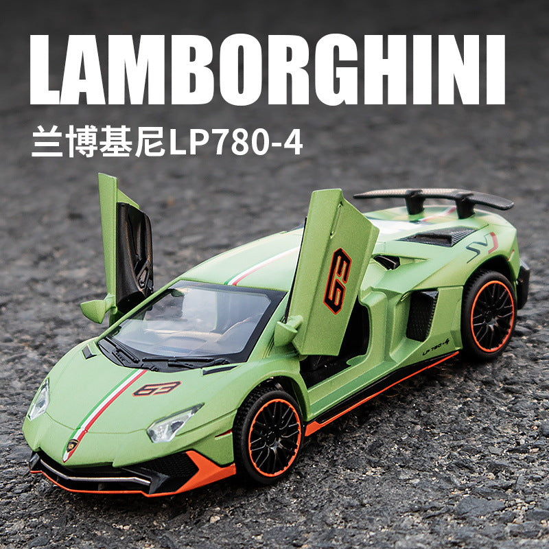 1:32 Lambo 780 sports car alloy model sound and light pull back children's toy sports car