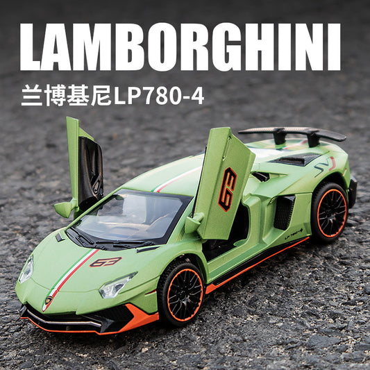 1:32 Lambo 780 sports car alloy model sound and light pull back children's toy sports car
