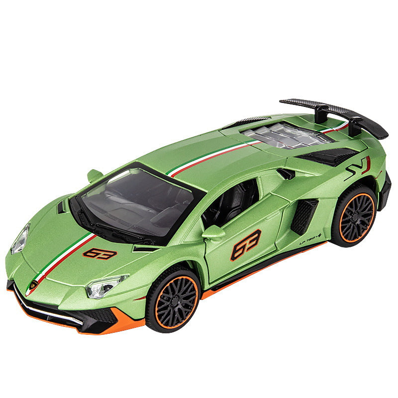 1:32 Lambo 780 sports car alloy model sound and light pull back children's toy sports car